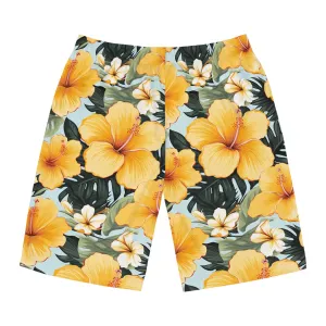 Tropical Hibiscus Board Shorts for Men | Summer Swimwear