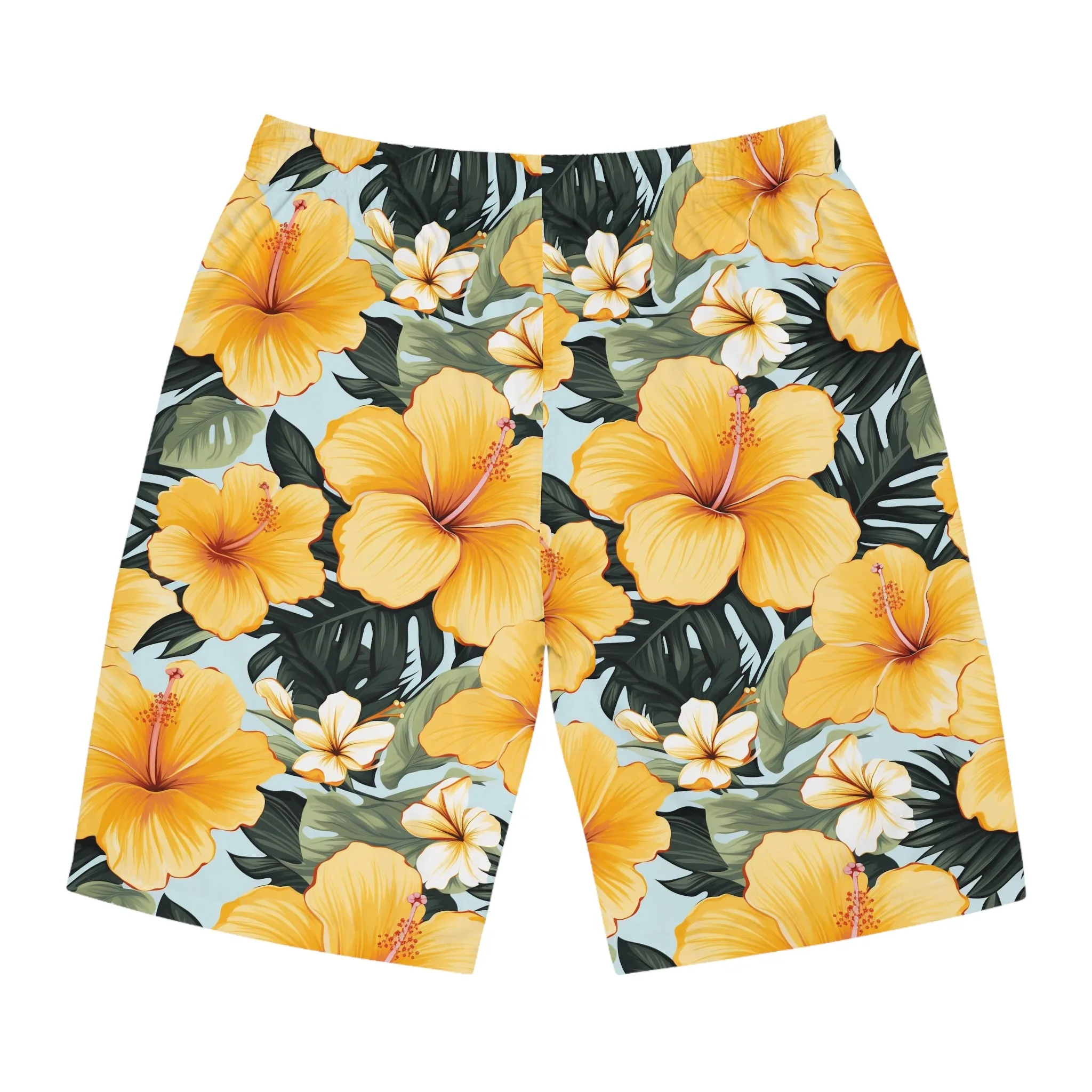 Tropical Hibiscus Board Shorts for Men | Summer Swimwear