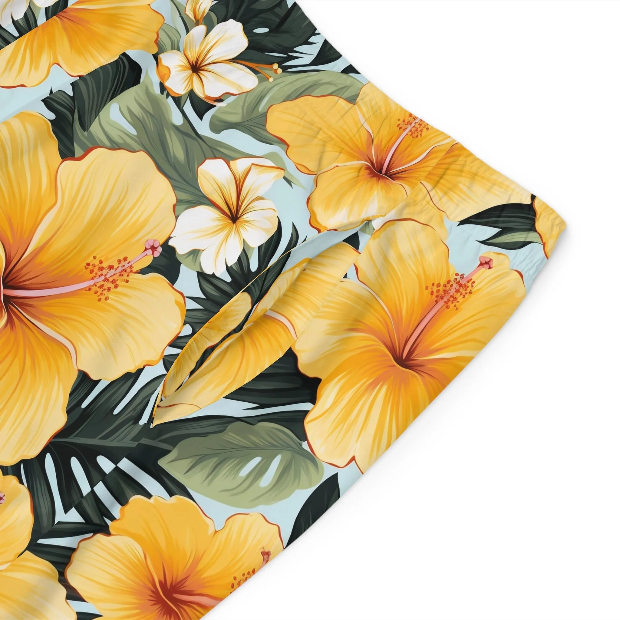 Tropical Hibiscus Board Shorts for Men | Summer Swimwear