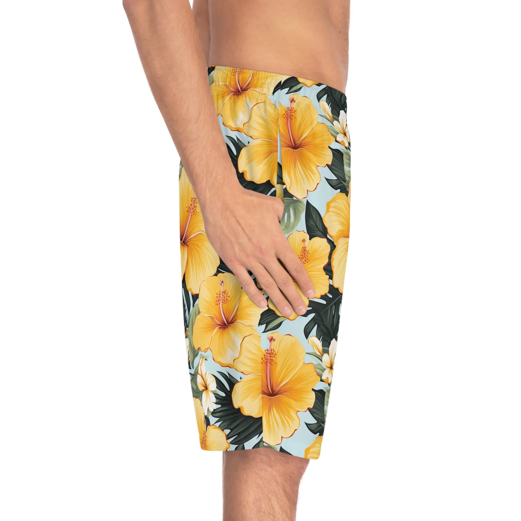 Tropical Hibiscus Board Shorts for Men | Summer Swimwear