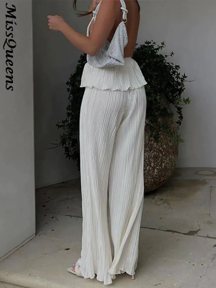 Trouser Suit Elegant Wide Leg Pants