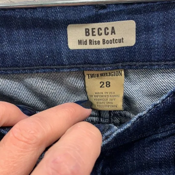 {True Religion} Becca Mid Rise Bootcut Dark Wash Jeans Size 28
