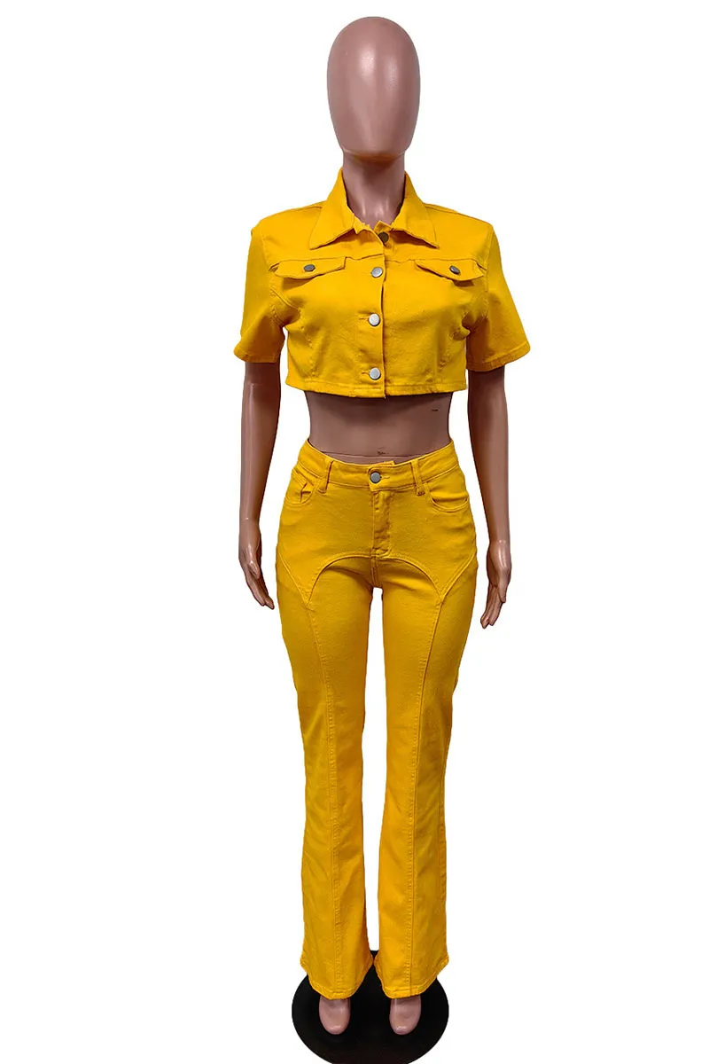 UJ0529 Denim Shirt and Jeans Set