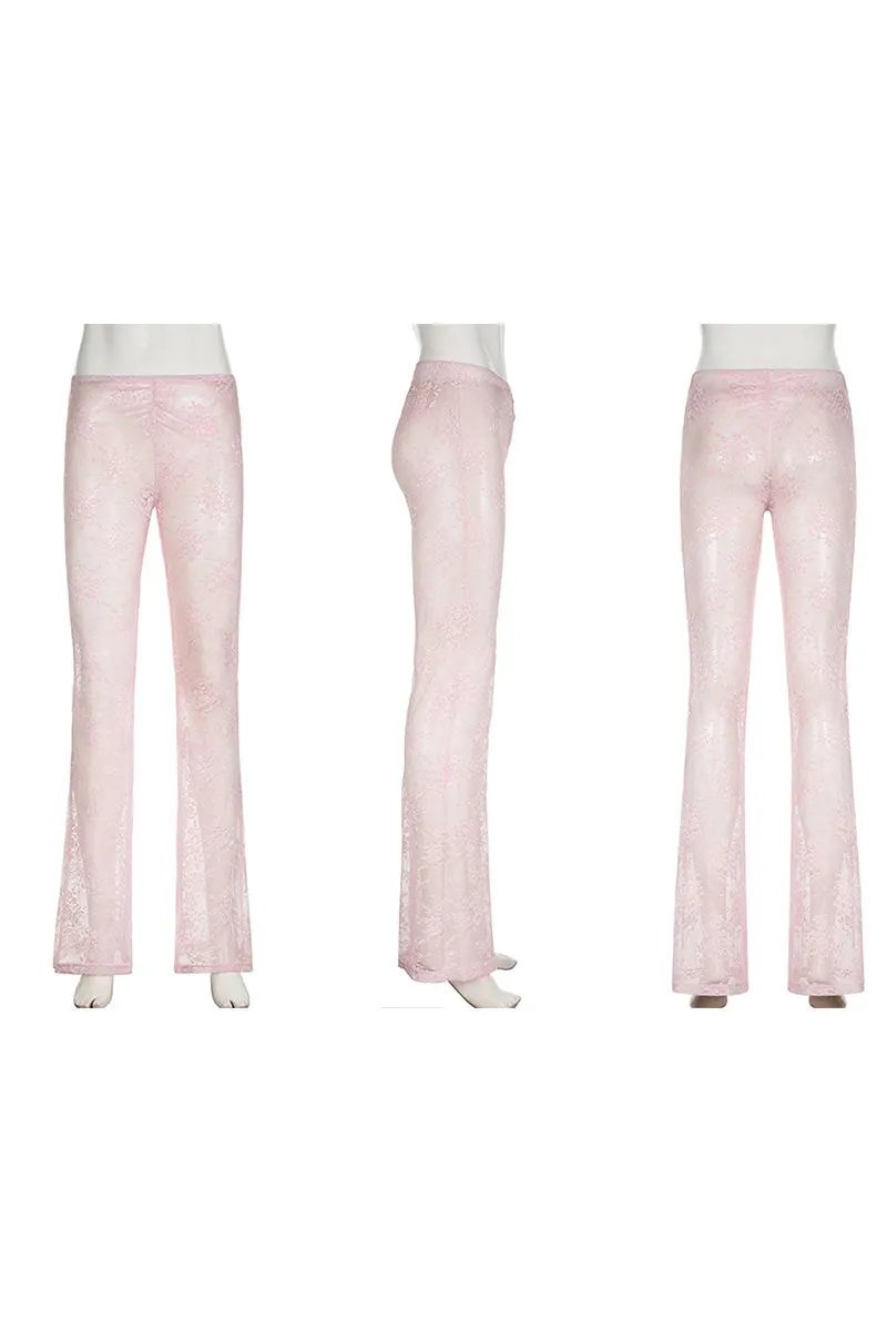 UL660 Lace Spliced Bodysuit and Straight Leg Pants Set