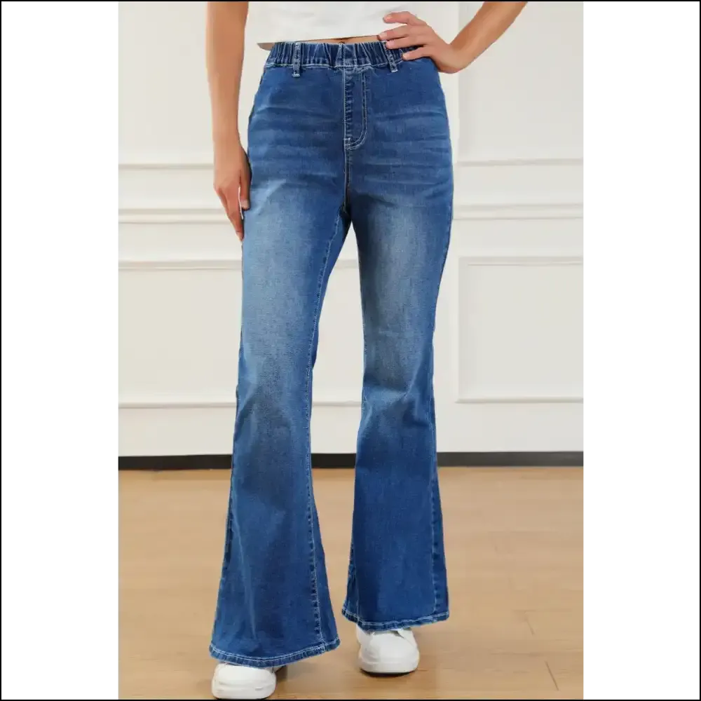 Unleash your Inner Rock Star with Needful Things Chic Elastic Waist Bootcut Jeans! 🌟👖