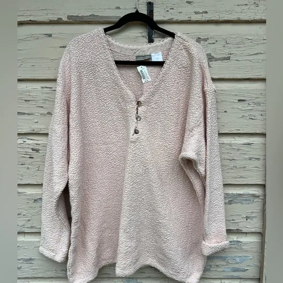 Vintage 90s Coldwater Creek 100% Cotton Chunky Boucle Knit Oversized Sweater XL