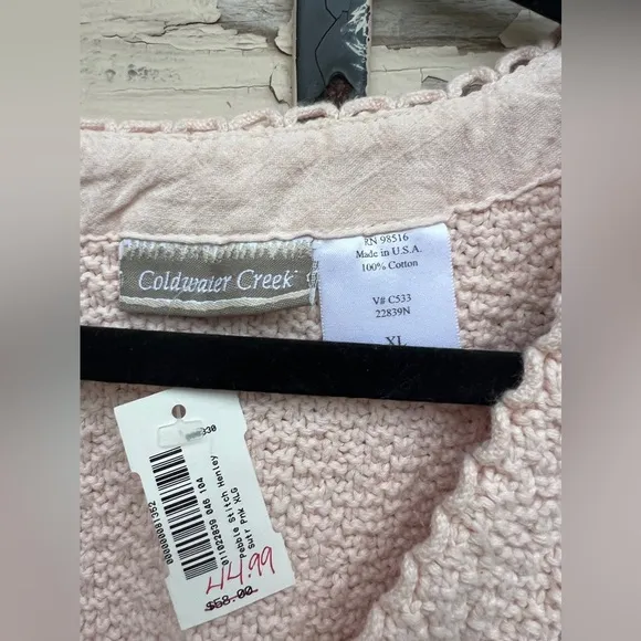 Vintage 90s Coldwater Creek 100% Cotton Chunky Boucle Knit Oversized Sweater XL
