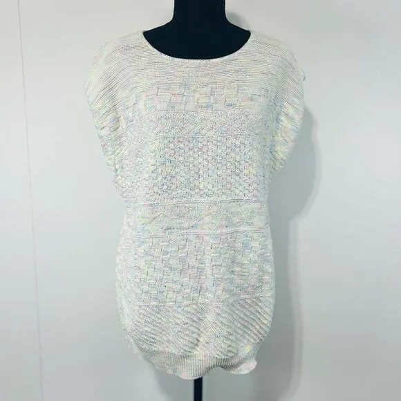 Vintage Cartweels Unlimited Cotten Pastel Sleeveless Knit Sweater Vest Chunky