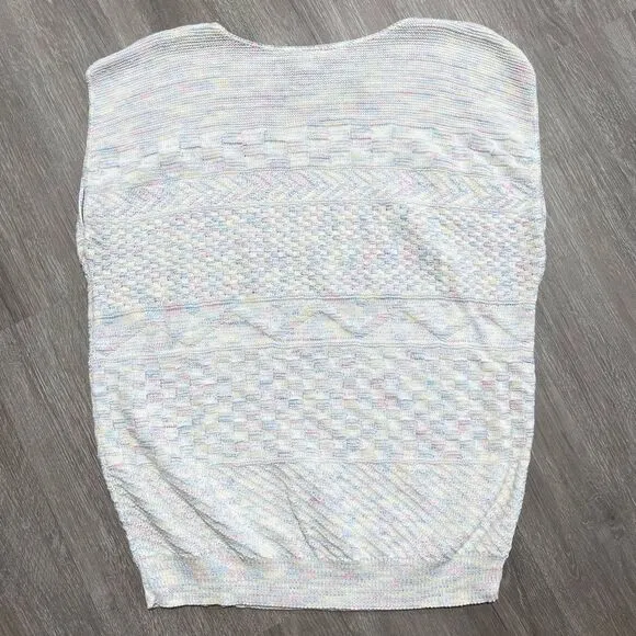 Vintage Cartweels Unlimited Cotten Pastel Sleeveless Knit Sweater Vest Chunky