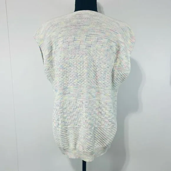 Vintage Cartweels Unlimited Cotten Pastel Sleeveless Knit Sweater Vest Chunky
