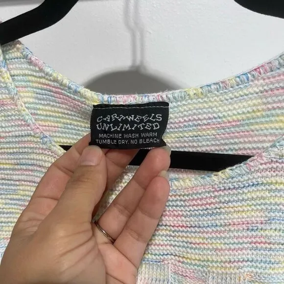 Vintage Cartweels Unlimited Cotten Pastel Sleeveless Knit Sweater Vest Chunky