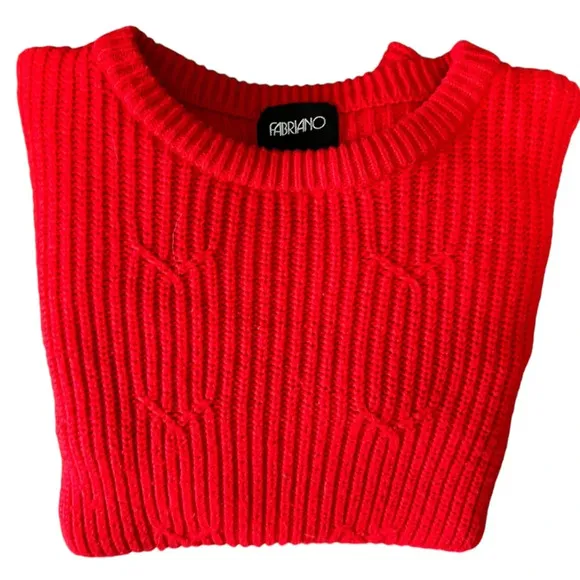 Vintage Fabriano Acrylic Sweater Chunky Knit Tomato Red Women’s Medium