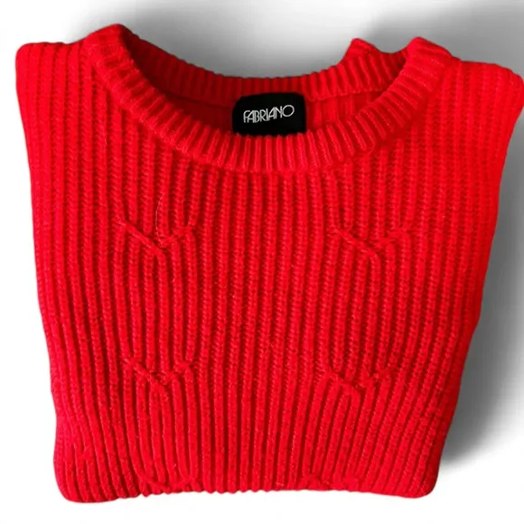 Vintage Fabriano Acrylic Sweater Chunky Knit Tomato Red Women’s Medium