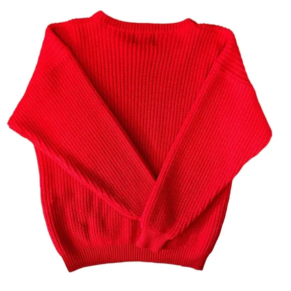 Vintage Fabriano Acrylic Sweater Chunky Knit Tomato Red Women’s Medium