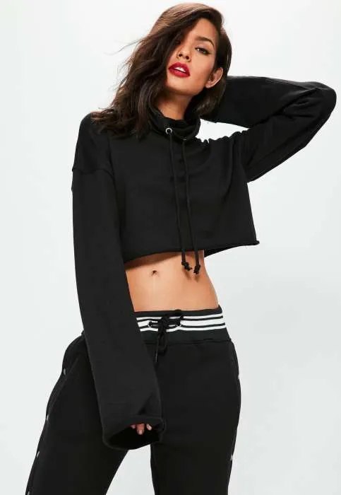 Virgen Mango Fleece Cotton Plain Crop Pull Over Hoodie