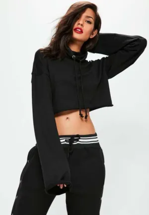 Virgen Mango Fleece Cotton Plain Crop Pull Over Hoodie
