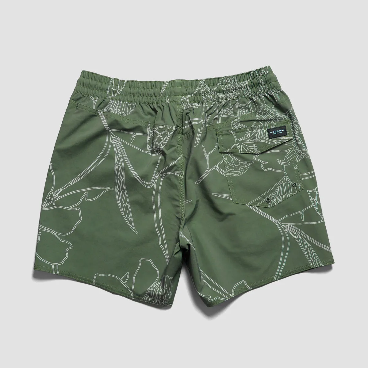 Volcom Lido Print Trunks 16" Boardshorts Light Olive