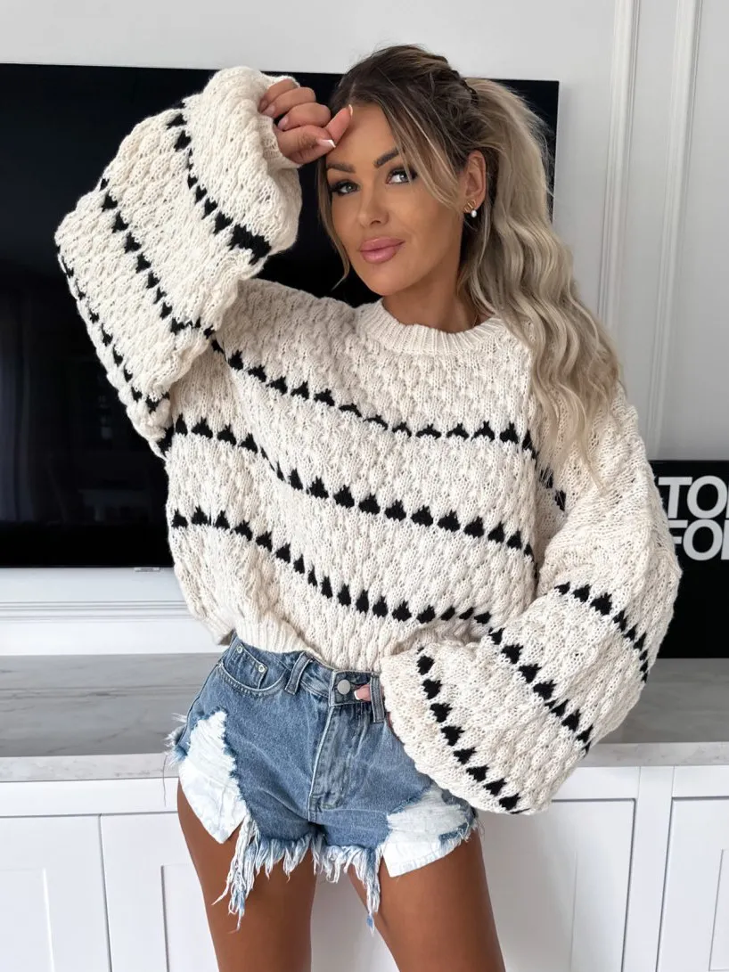 Warm Embrace Women's Heart Knit Sweater