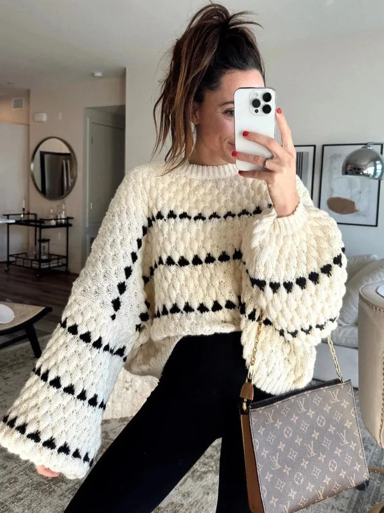 Warm Embrace Women's Heart Knit Sweater