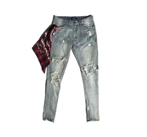 Washed Ripped Denim Jeans