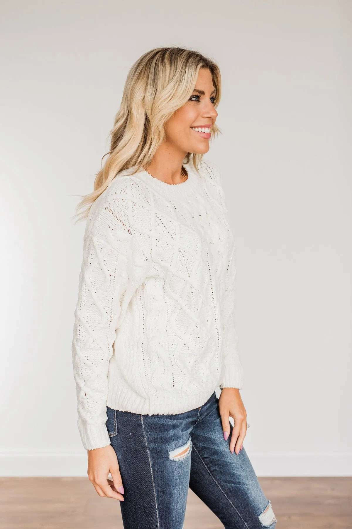 Where Life Leads Chenille Knit Sweater- Ivory