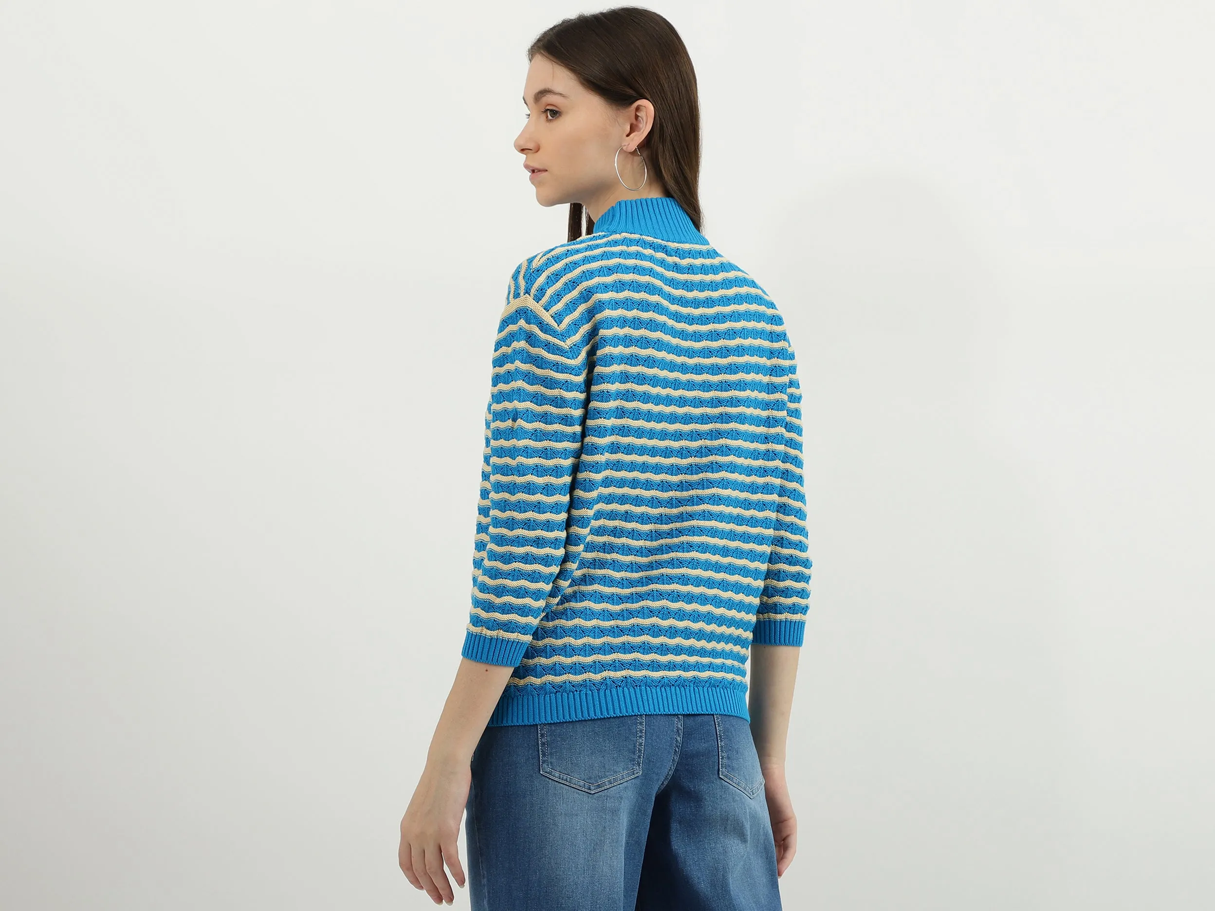 Women Patterned Mock Neck Sweater
