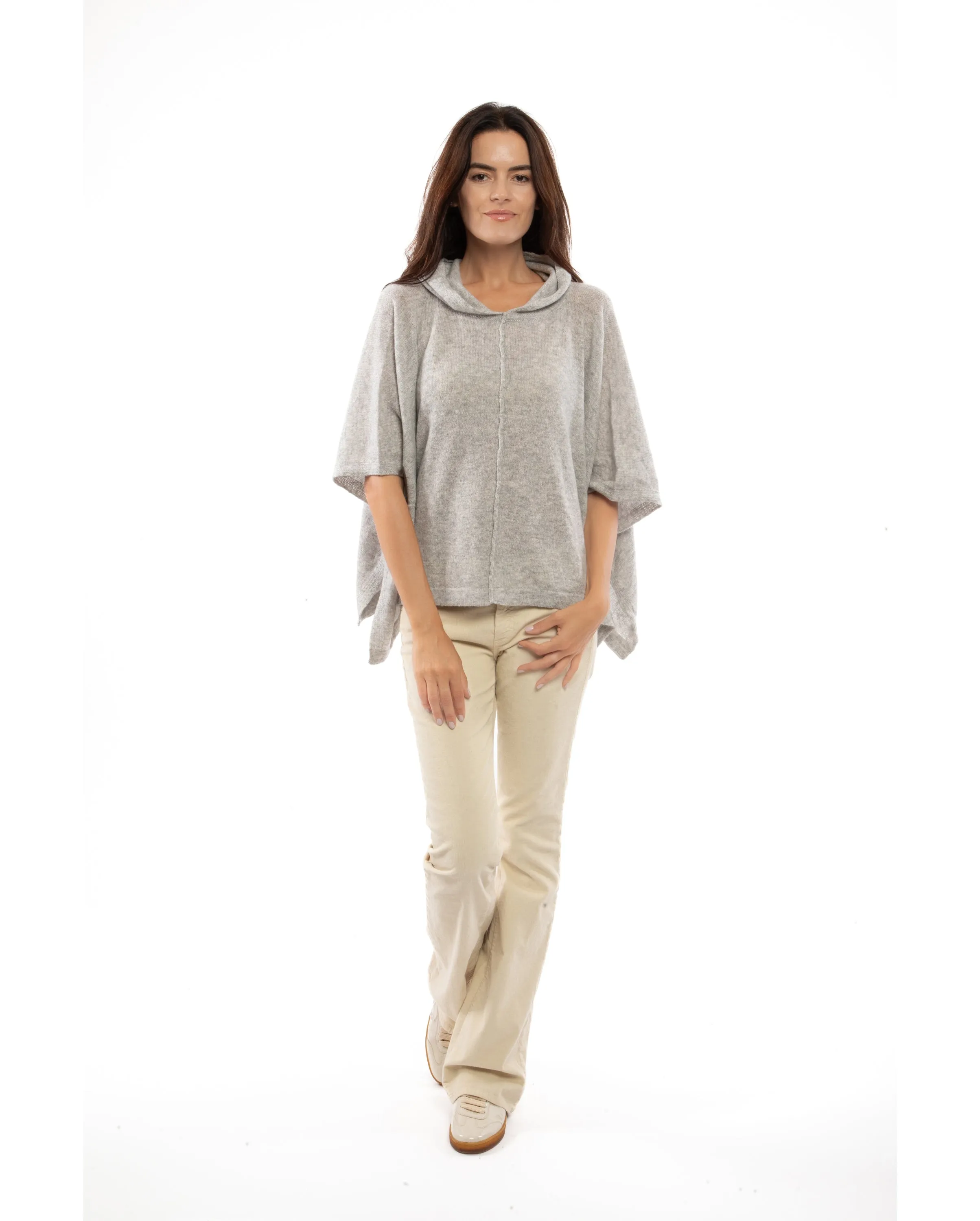Women's Cashmere Button Hoodie Poncho Night Blue