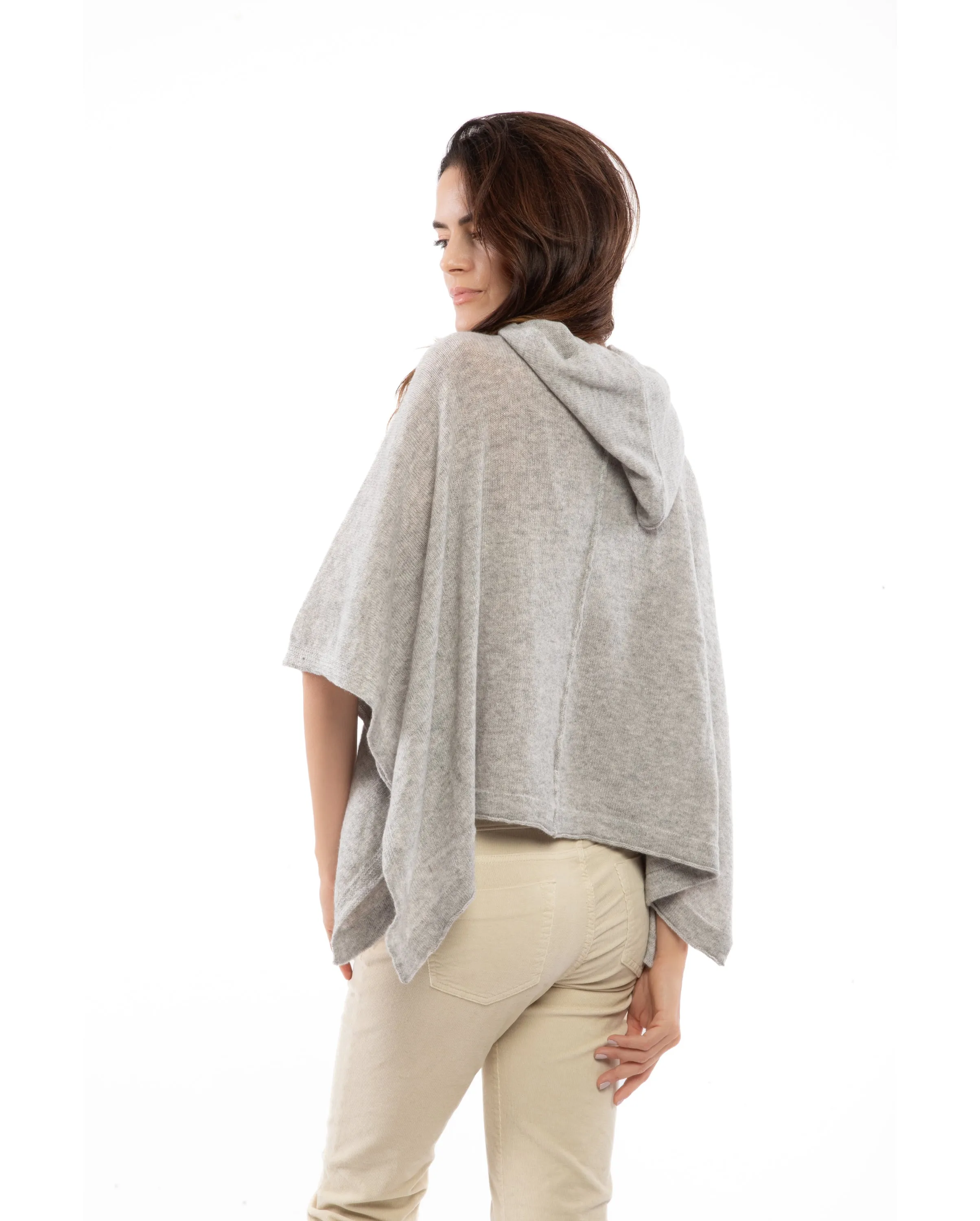 Women's Cashmere Button Hoodie Poncho Night Blue