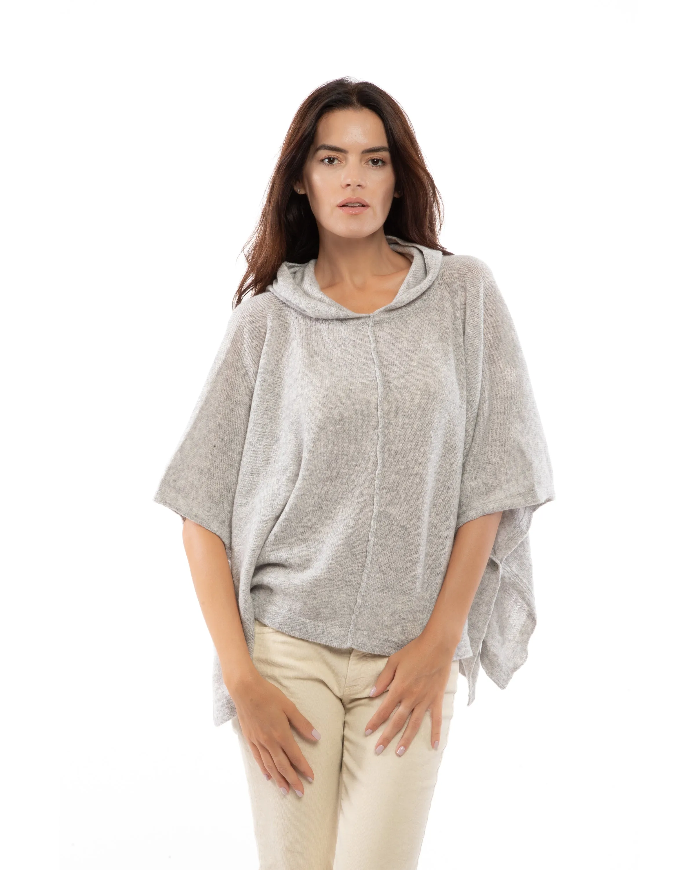 Women's Cashmere Button Hoodie Poncho Night Blue