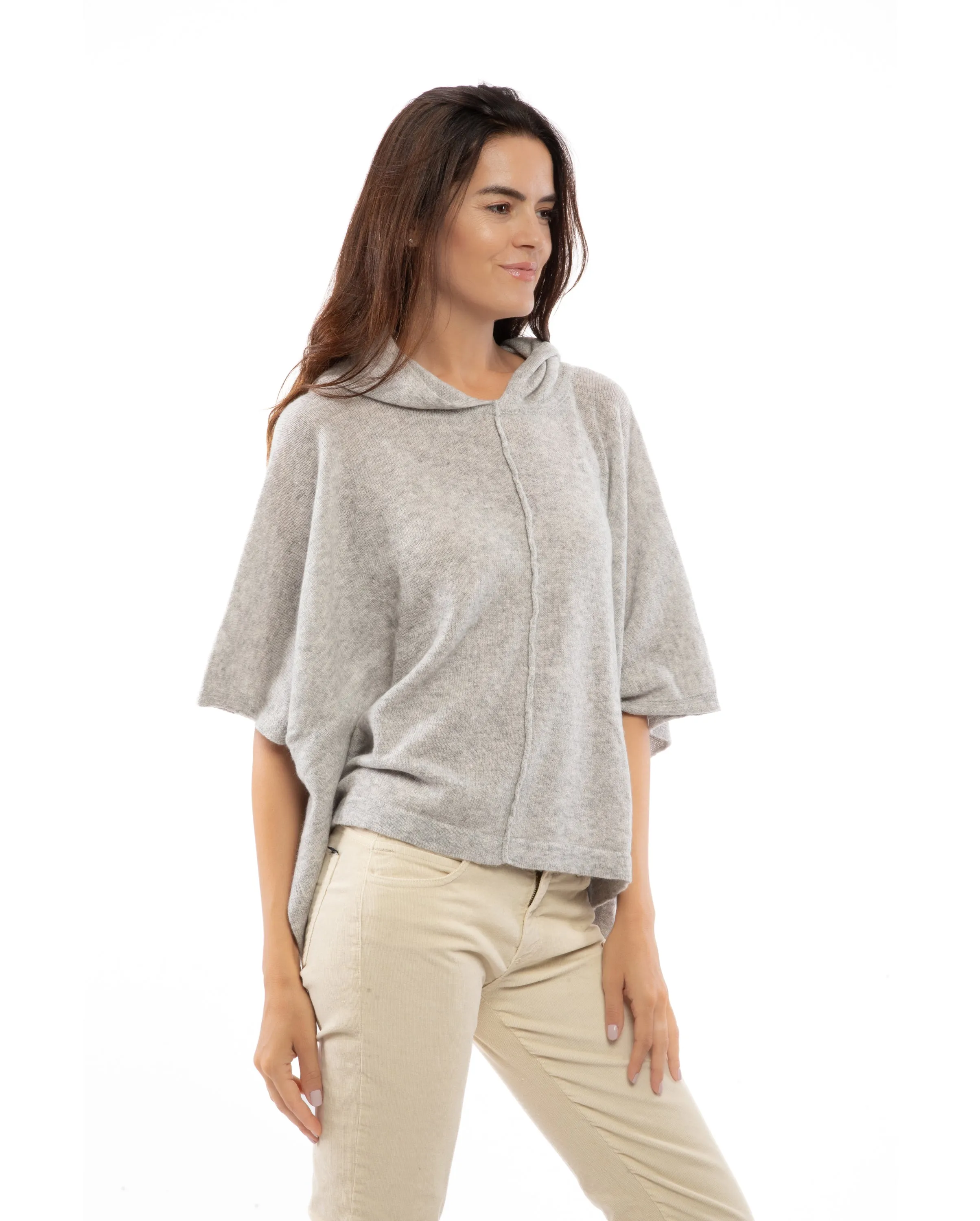Women's Cashmere Button Hoodie Poncho Night Blue
