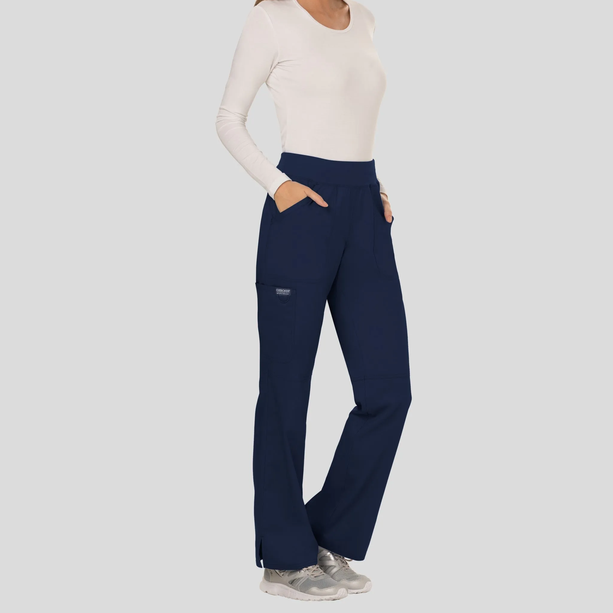 Women's Elastic Waistband Cargo Pull-On Scrub Pant | Navy