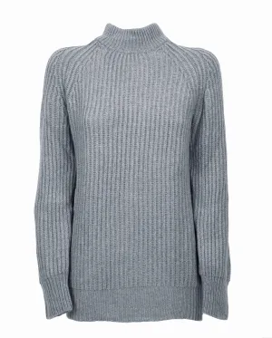 Women's Pure Cashmere Chunky Crew Neck Melange Gray