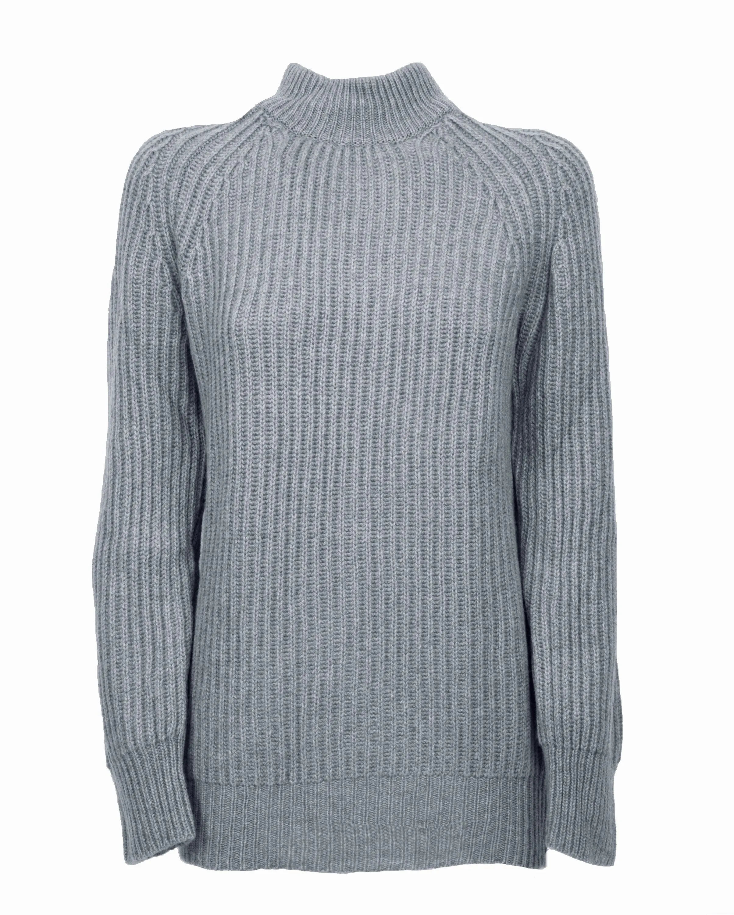 Women's Pure Cashmere Chunky Crew Neck Melange Gray