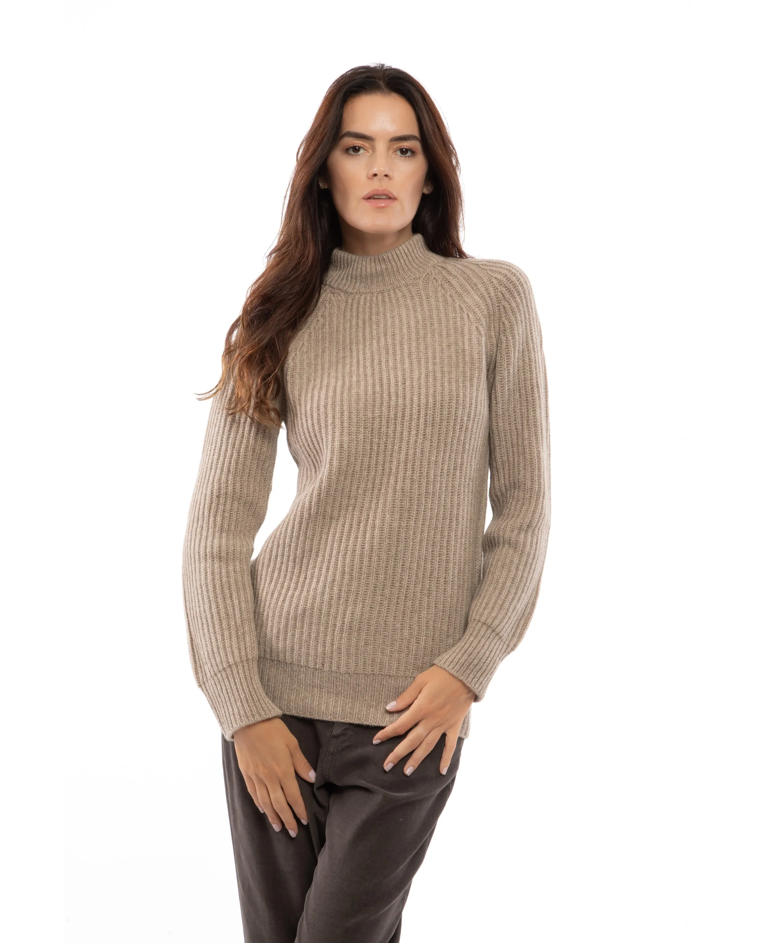 Women's Pure Cashmere Chunky Crew Neck Off White