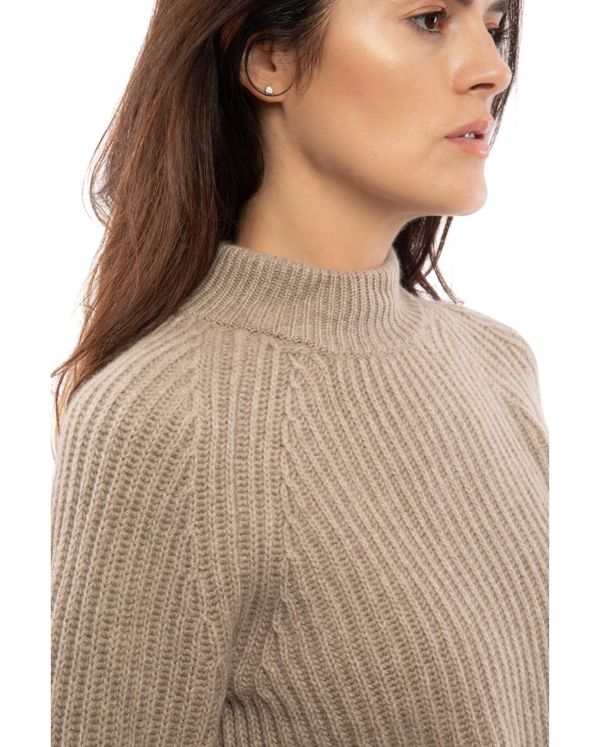 Women's Pure Cashmere Chunky Crew Neck Off White