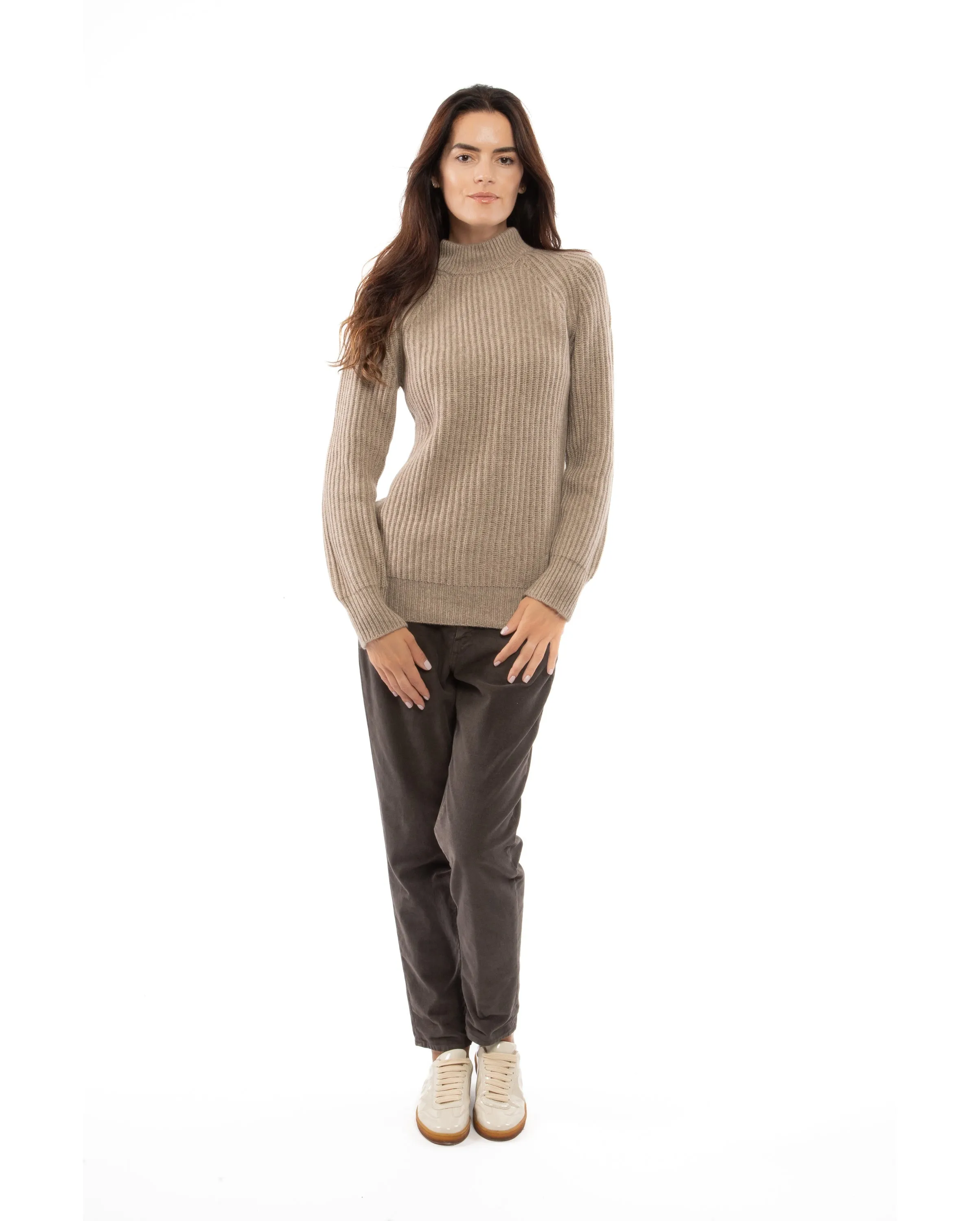 Women's Pure Cashmere Chunky Crew Neck Off White