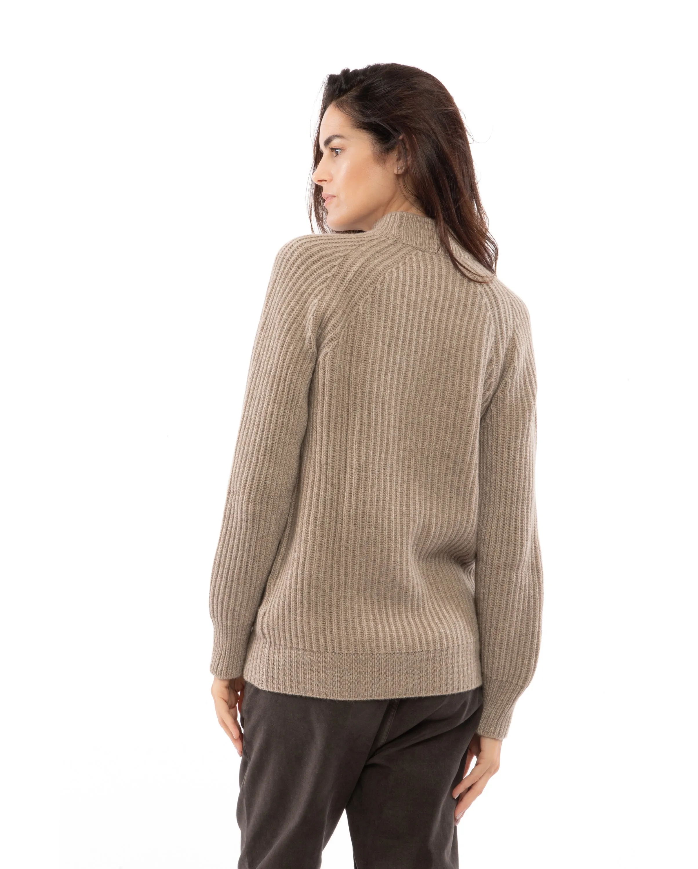 Women's Pure Cashmere Chunky Crew Neck Off White