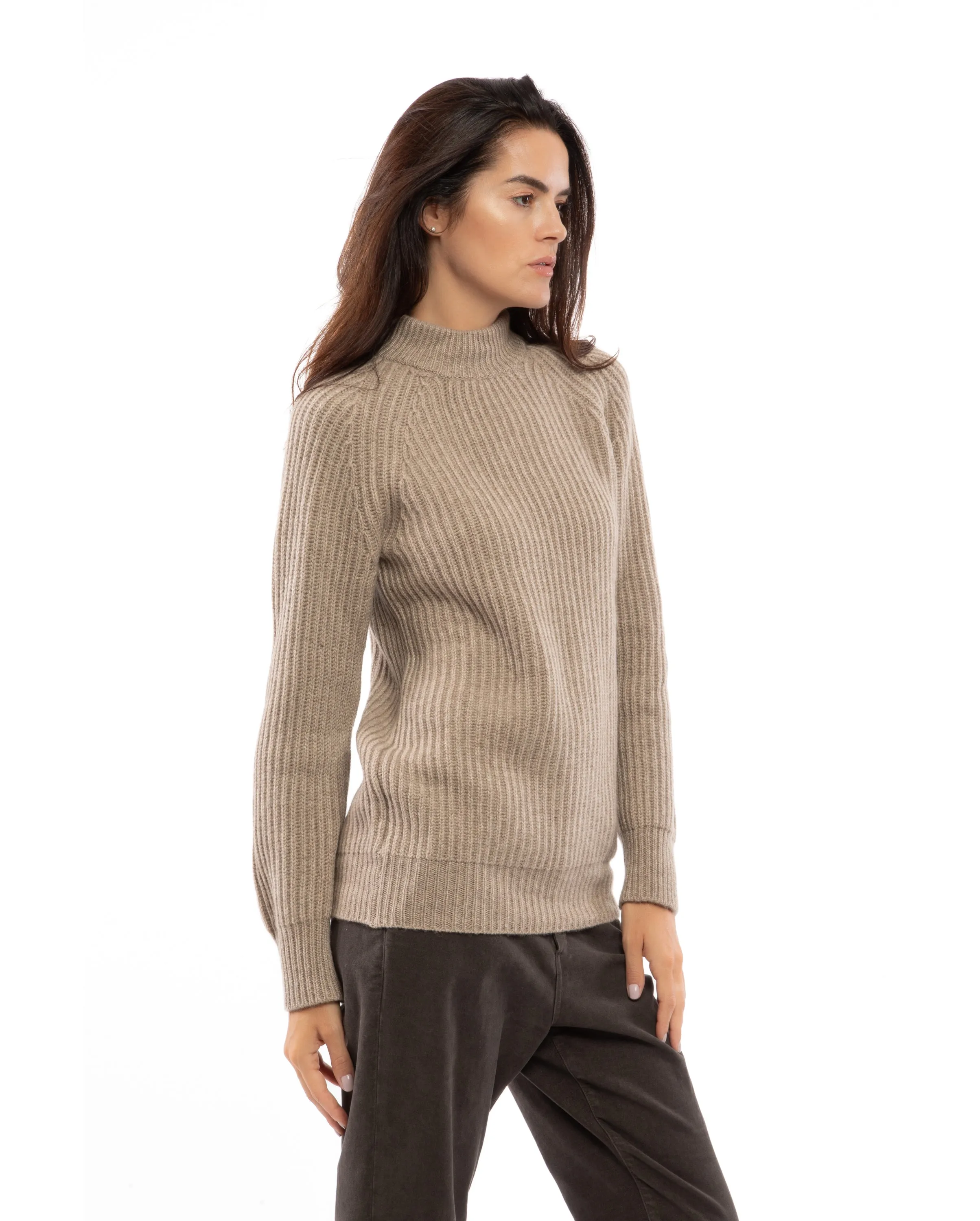 Women's Pure Cashmere Chunky Crew Neck Off White