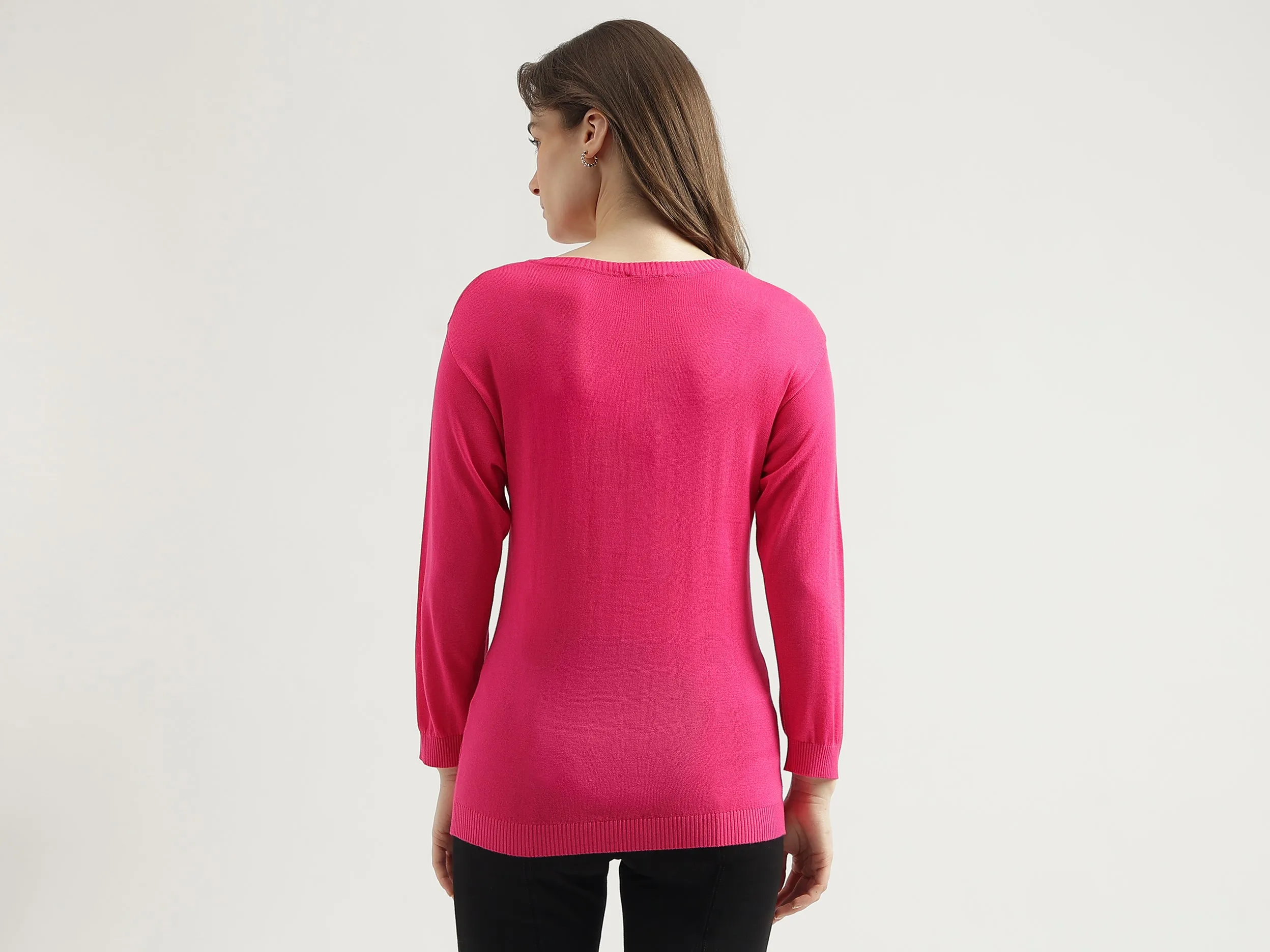 Women's Regular Fit V-Neck Solid Sweater
