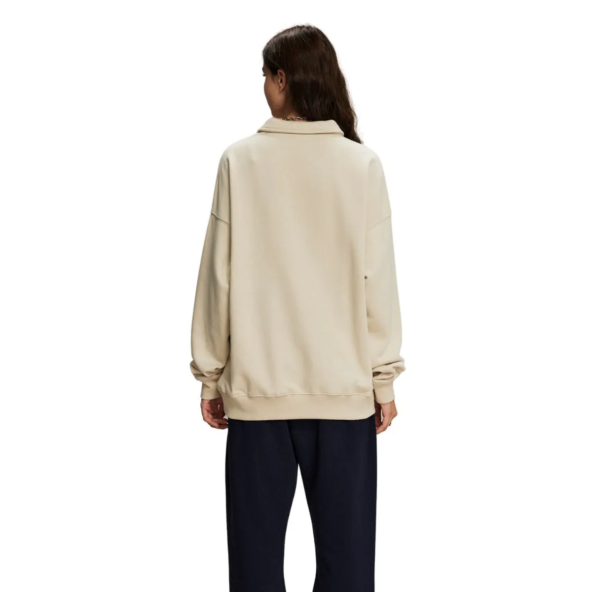 Women's Solid Color Polo Sweatshirt