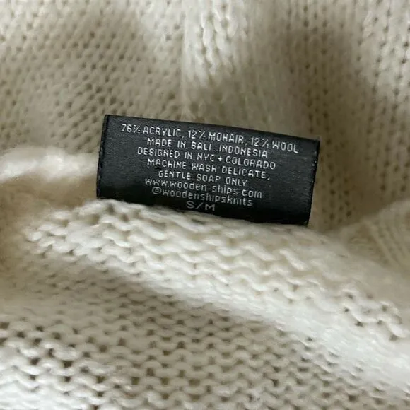 Wooden Ship Believe Chunky Knit Crewneck Sweater Cream Size S/M, 6-8