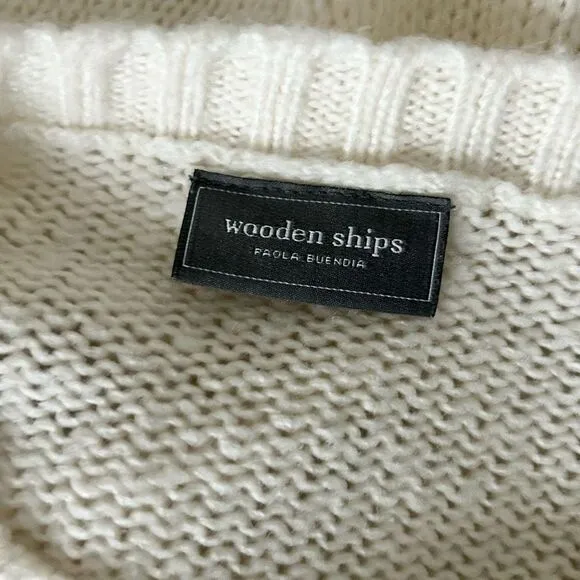 Wooden Ship Believe Chunky Knit Crewneck Sweater Cream Size S/M, 6-8