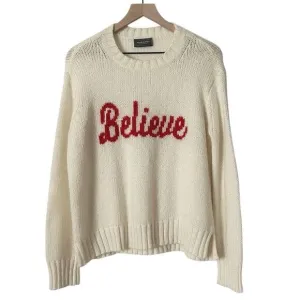 Wooden Ship Believe Chunky Knit Crewneck Sweater Cream Size S/M, 6-8