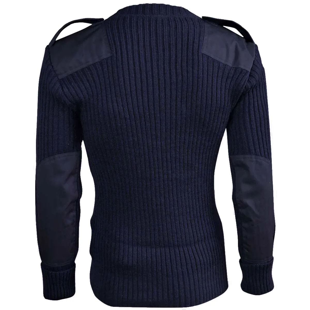 Woolly Pully Army Jumper with Patches / Epaulettes Navy