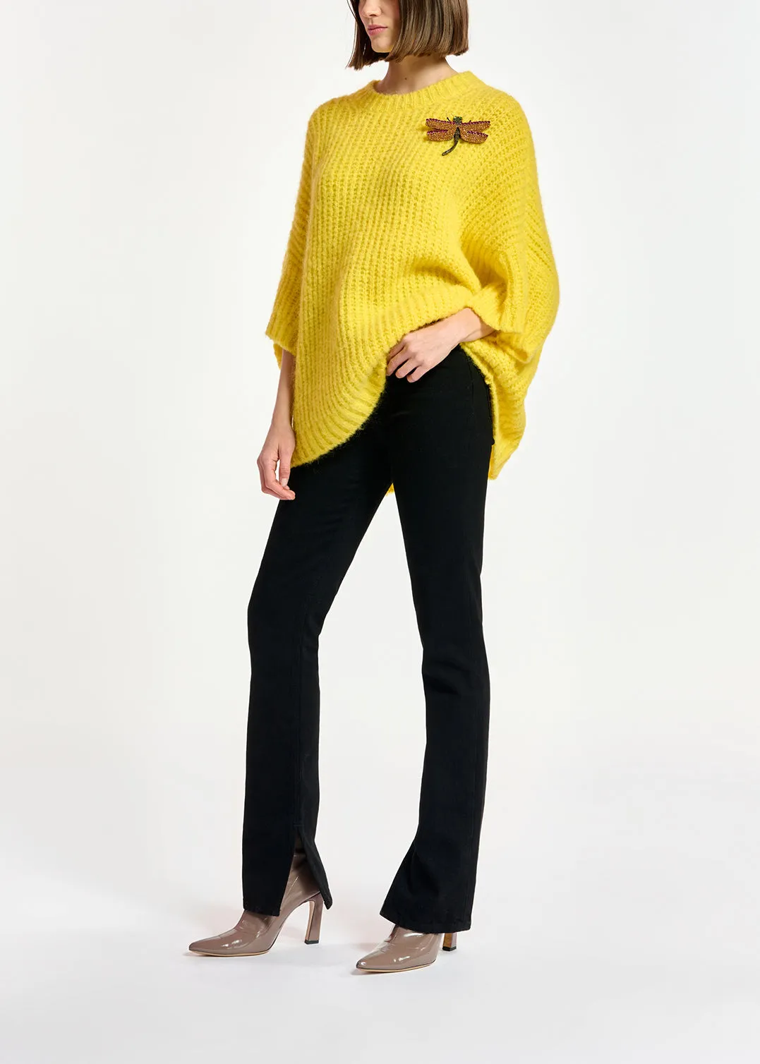 Yellow boxy cut knit sweater