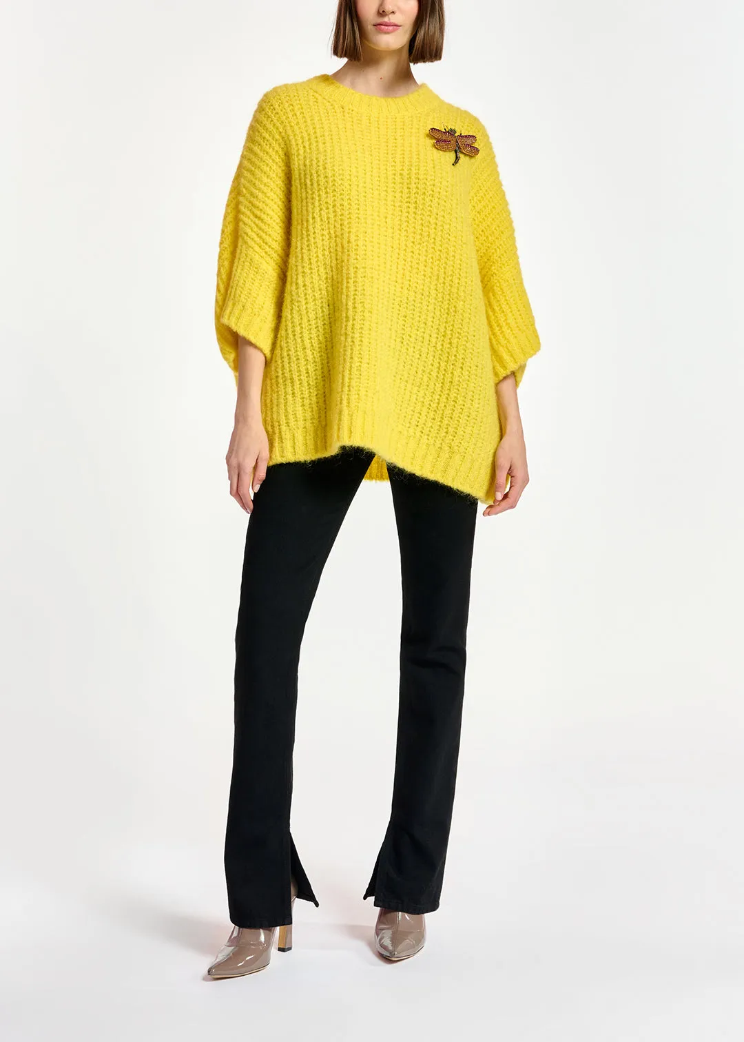 Yellow boxy cut knit sweater
