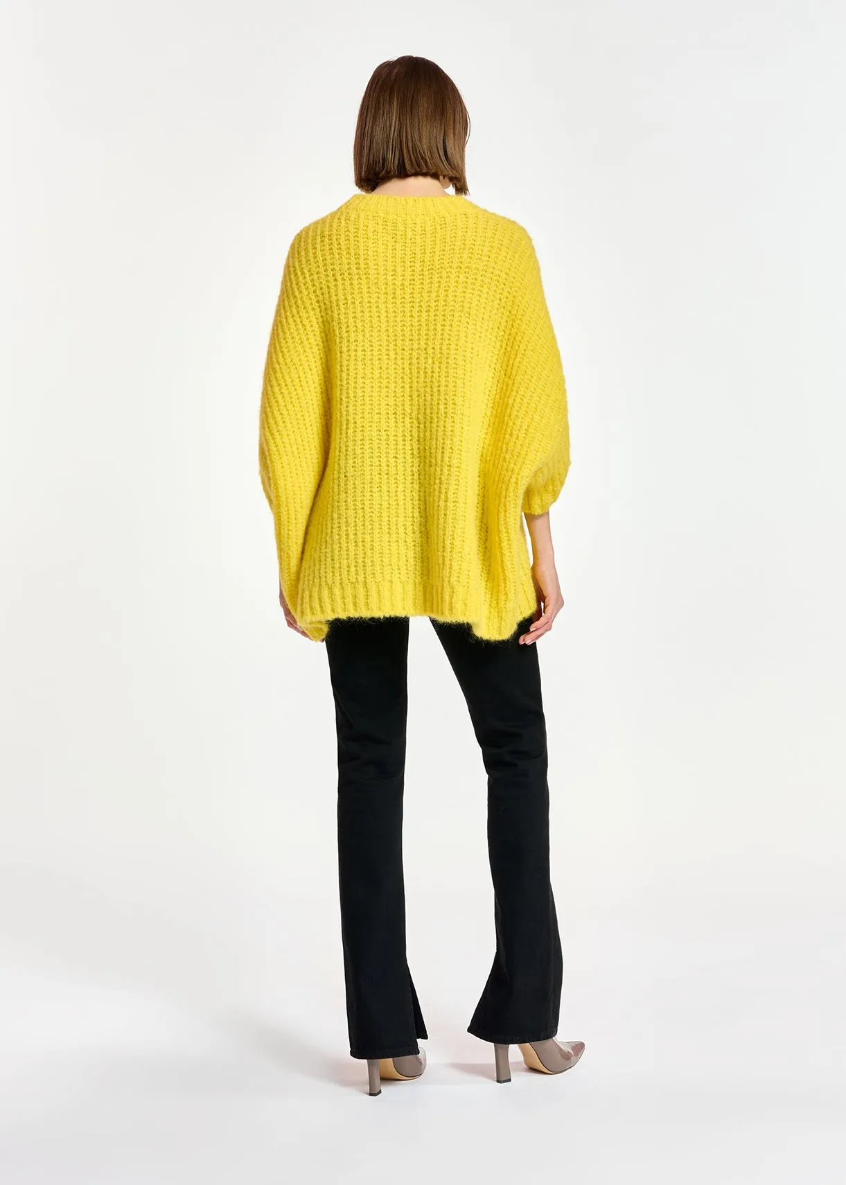 Yellow boxy cut knit sweater