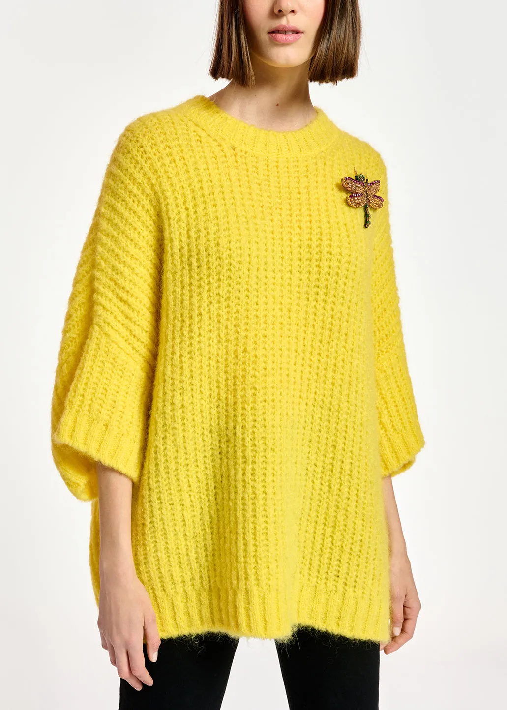 Yellow boxy cut knit sweater