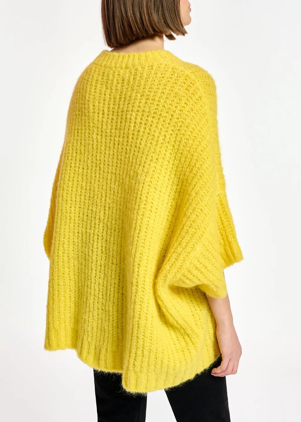 Yellow boxy cut knit sweater