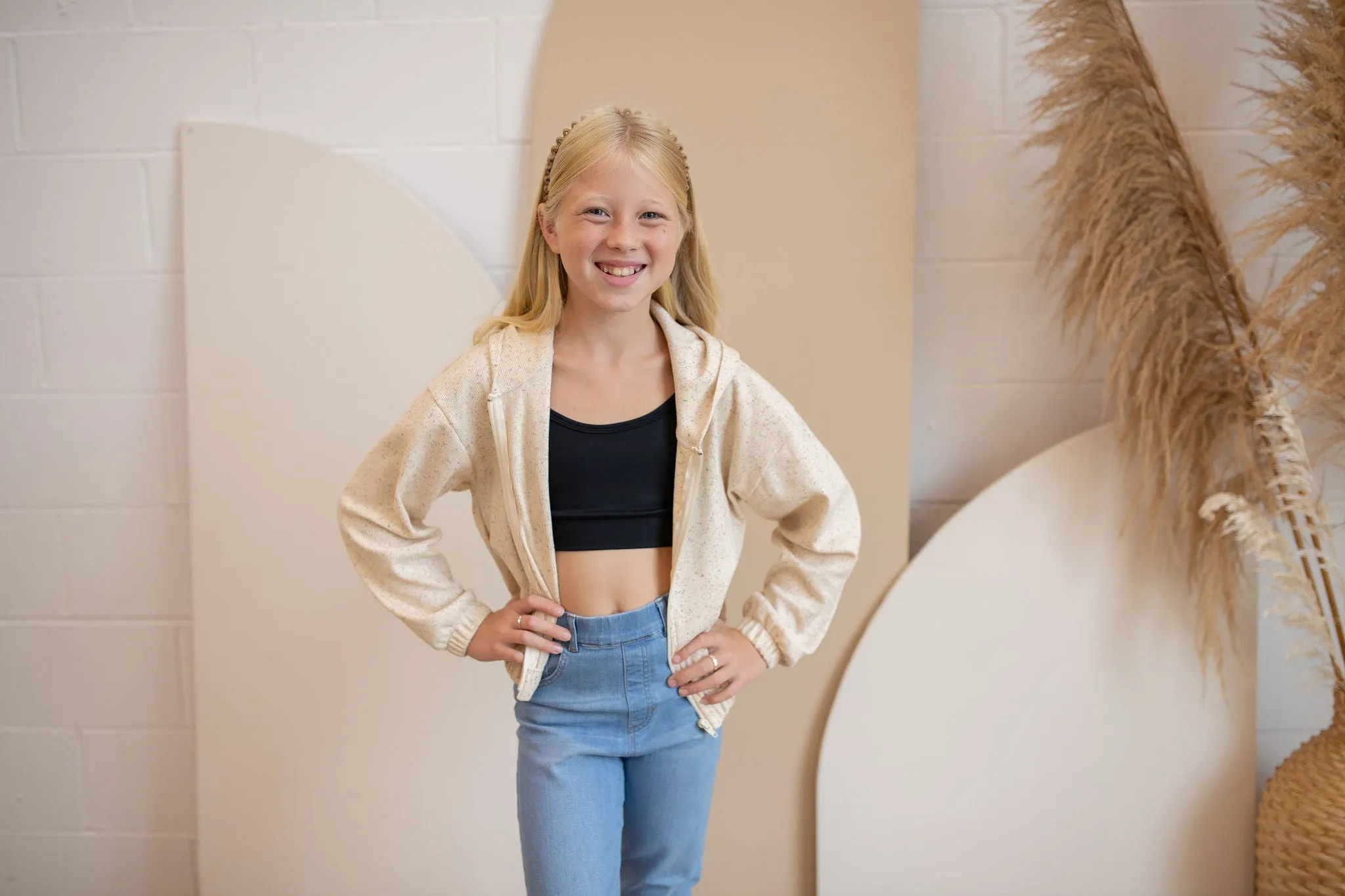 Youth Ribbed Cropped Hoodie